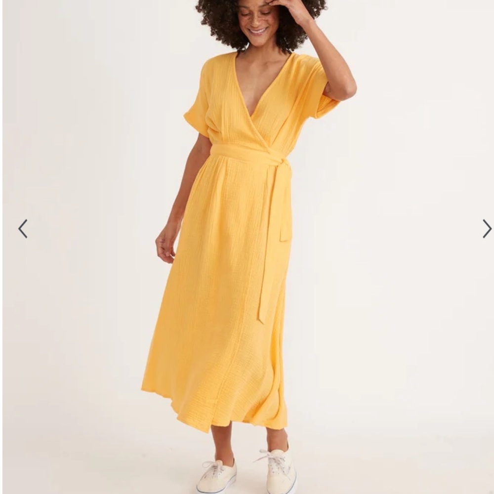 Marine Layer Golden Yellow Valencia Wrap Dress